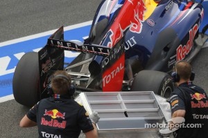 Mark Webber, Red Bull Racing with a new exhaust system