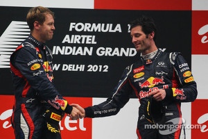 1st place Sebastian Vettel, Red Bull Racing and 3rd place Mark Webber, Red Bull Racing