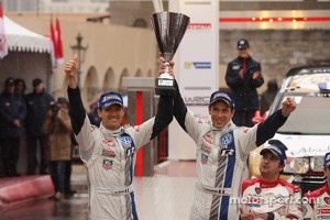 Podium: second place Sébastien Ogier and Julien Ingrassia, Volkswagen Motorsport