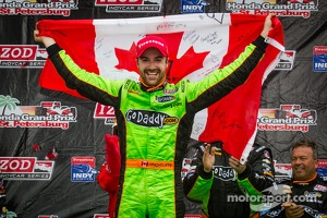 Victory circle: race winner James Hinchcliffe, Andretti Autosport Chevrolet celebrates