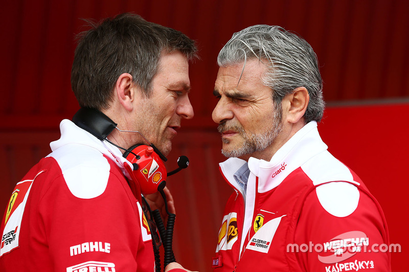 James Allison, Ferrari Chassis Technical Director with Maurizio Arrivabene, Ferrari Team Principal