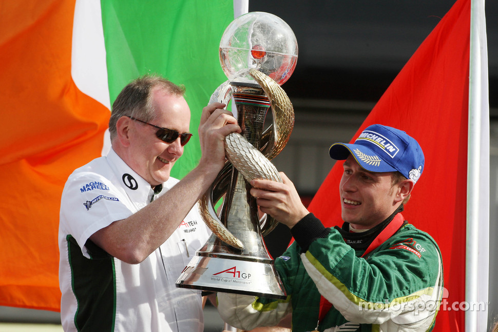 Mark Gallagher and Adam Carroll, driver of A1 Team Ireland, win the 2009 World Cup of Motorsport