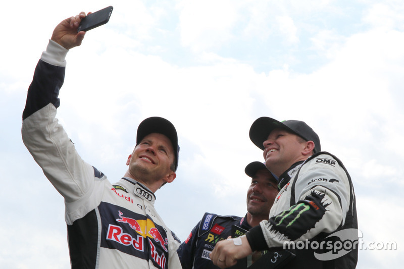 Mattias Ekström, EKS RX, Sébastien Loeb, Team Peugeot Hansen, et Petter Solberg, Petter Solberg World RX Team