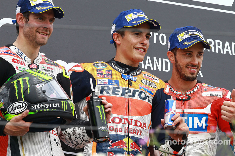 Podium: Ganador, Marc Márquez, Repsol Honda Team, segundo, Cal Crutchlow, Team LCR Honda, tercero, Andrea Dovizioso, Ducati Team